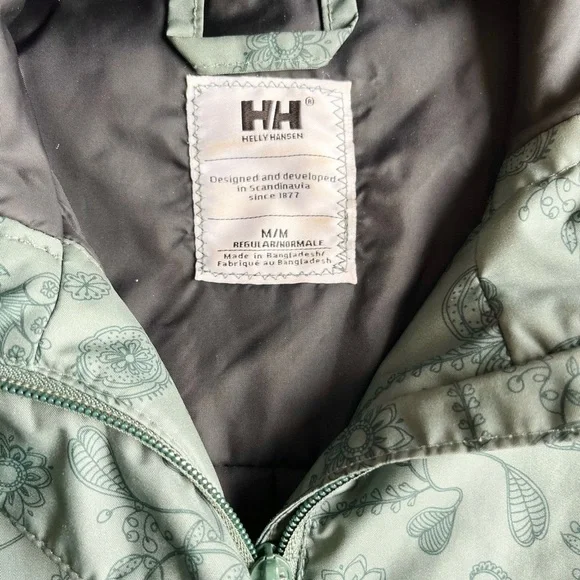 Helly Hansen Leaf Floral Patterned Green Jacket Coat Size Medium - Picture 4 of 8